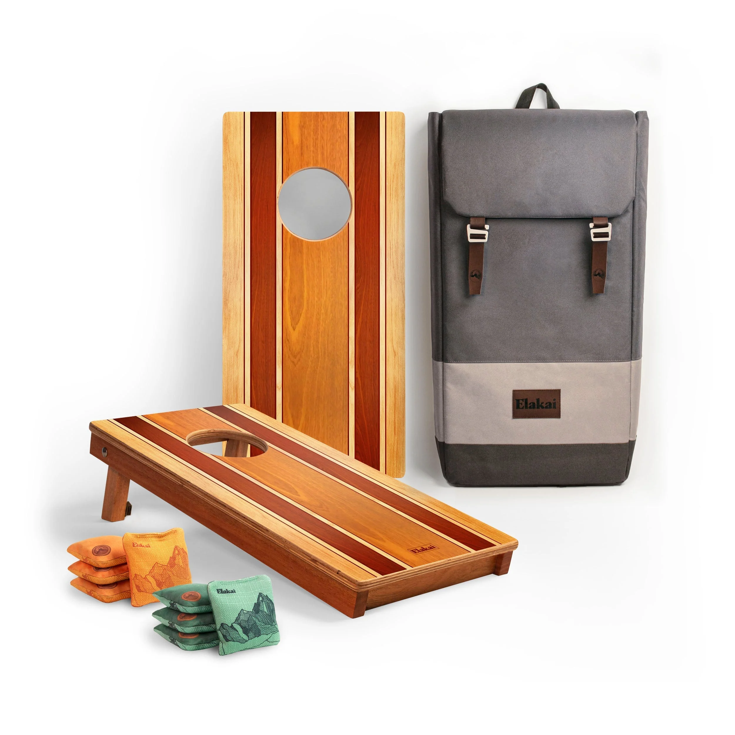 1ft x 2ft Graphic Wood Travel Cornhole Set | Natural Surf Beach Collection - Image 4