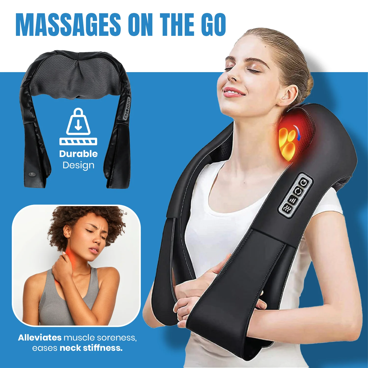 3D Shiatsu Heating Back and Neck Massager - Image 3