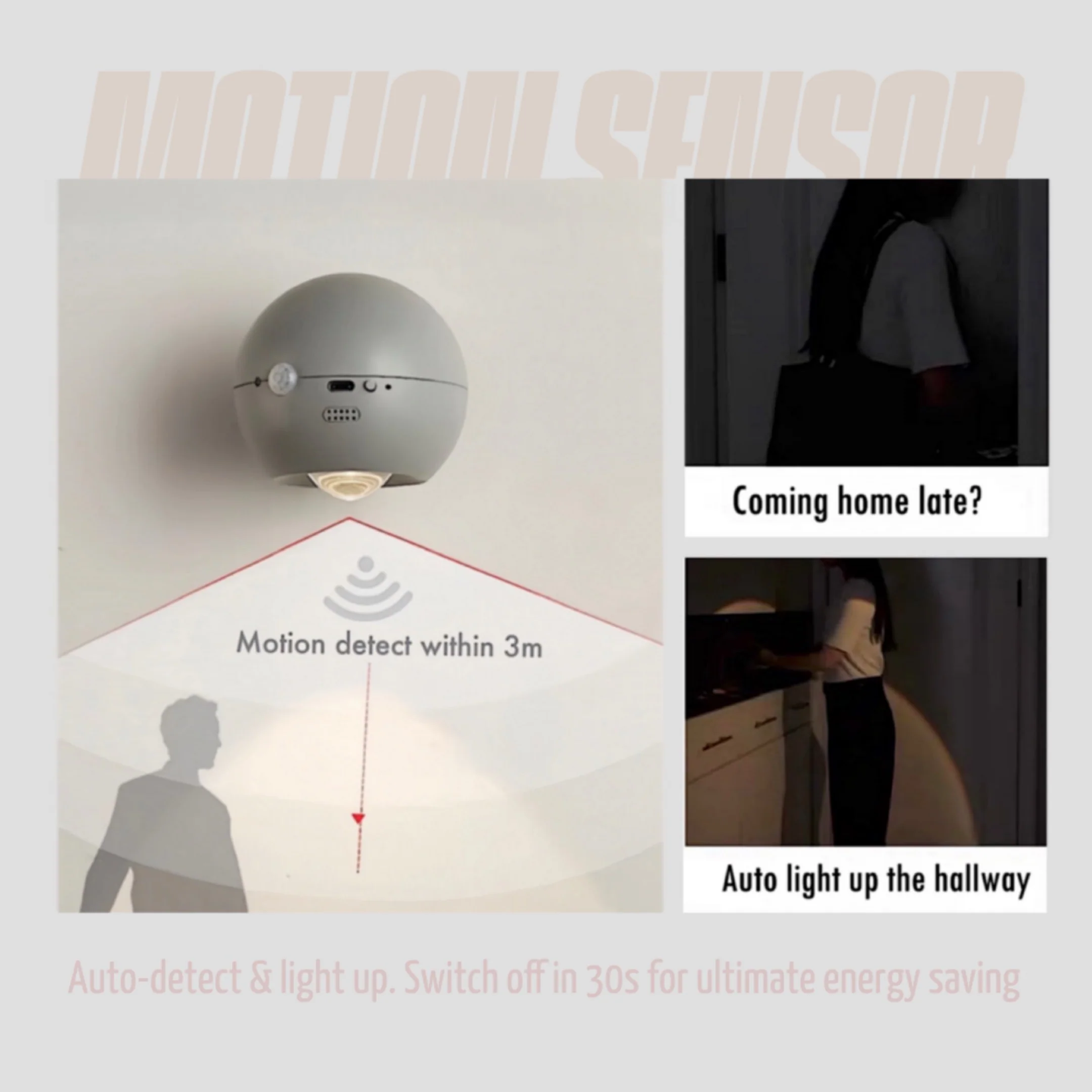 Space Age Motion Sensor Night Light: Punch-free Wall Accent Lighting, Dimmable Nursery Light, Portable Flash Light All-in-One by INSPECIAL HOME - Image 9